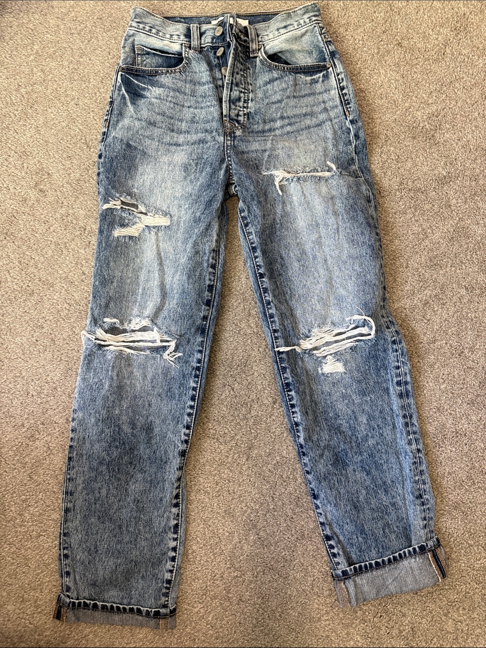 Willow & Root Relaxed Light Blue Distressed Women's Jeans